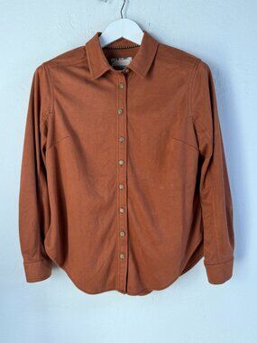 Pilcro Anthropologie Faux Suede Button Front Shirt Rust Brown Top Petite Medium
